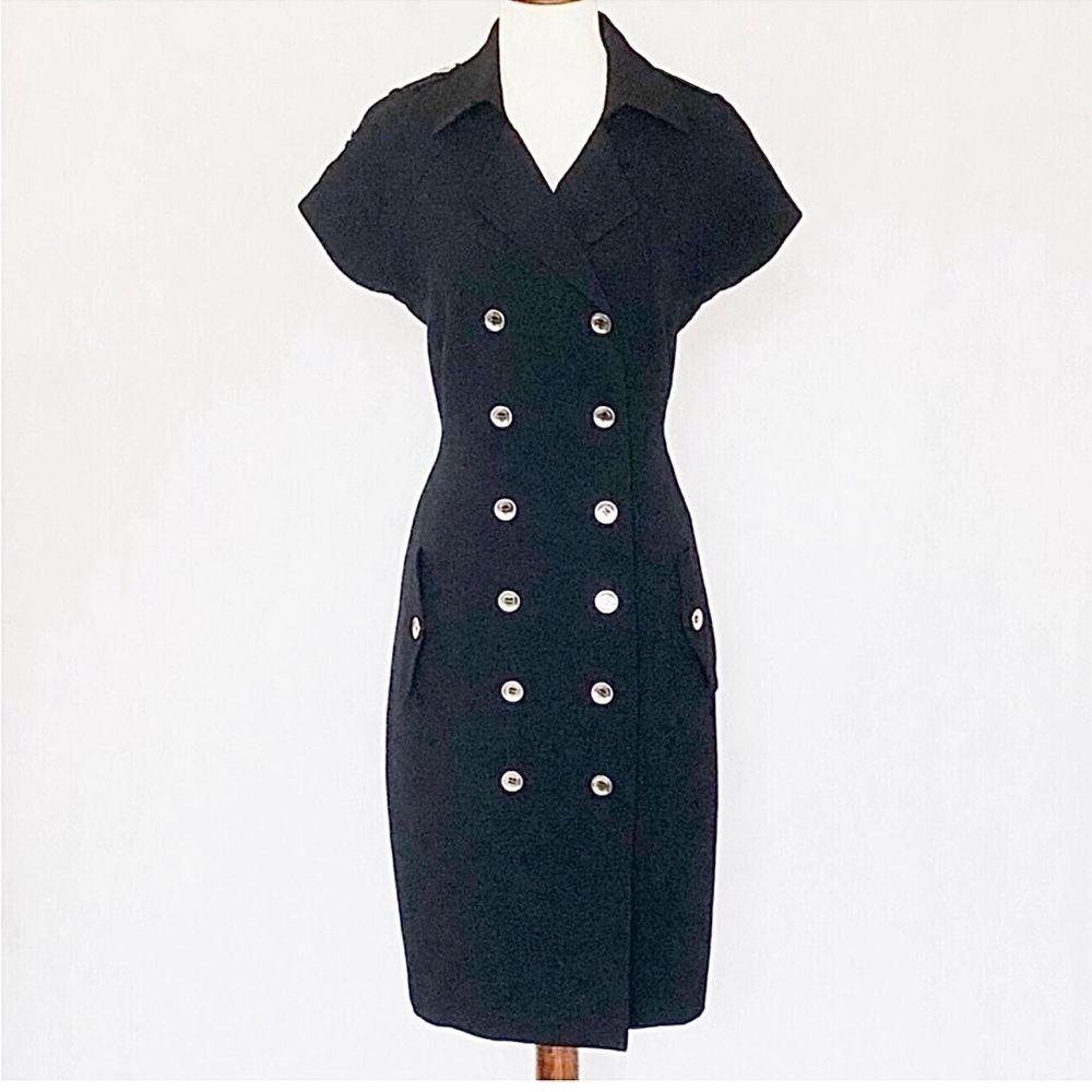 Calvin Klein Dress Womens 10 Career Double Breasted Military Capsule Stretch